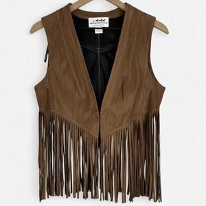 Back in the saddle brown fringe western vest